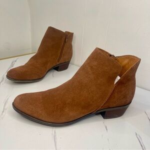 Lucky Brand Brown Suede Ankle Booties with Side Zip Size 10M